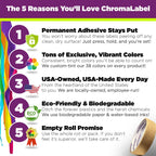 ChromaLabel fluorescent green 0.50-inch round color-coding label stickers with 1,200 total, 24 per sheet, for organization and marking.