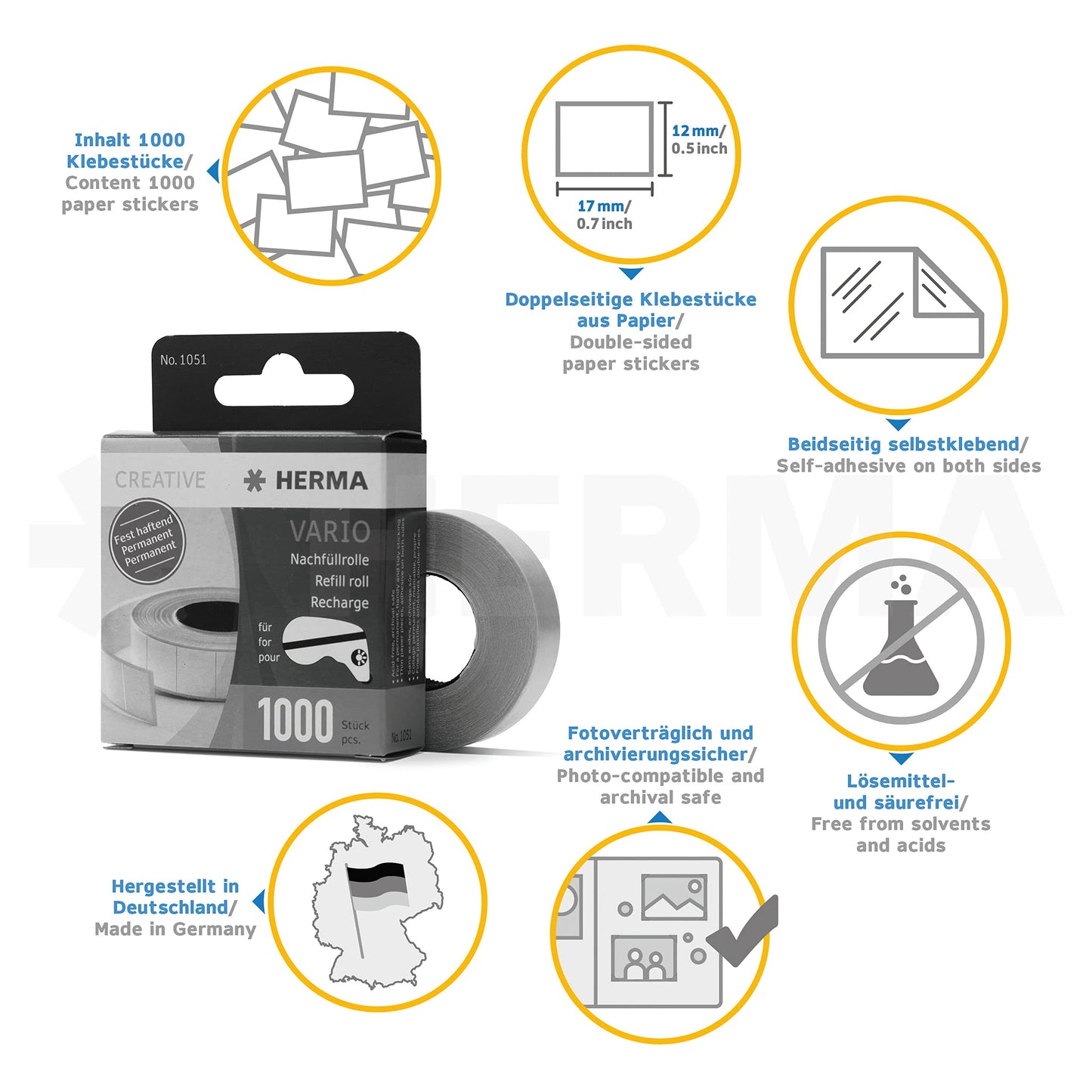 Herma Vario Refill Pack Permanent 1000 Paper Stickers (1051) 1