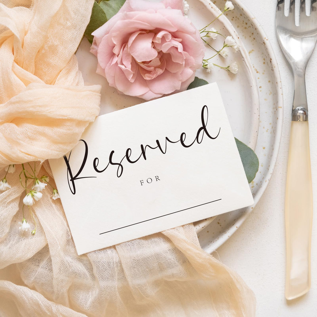 40pcs Reserved Table Signs with Name Line 4x6" Double Sided White 40 pcs
