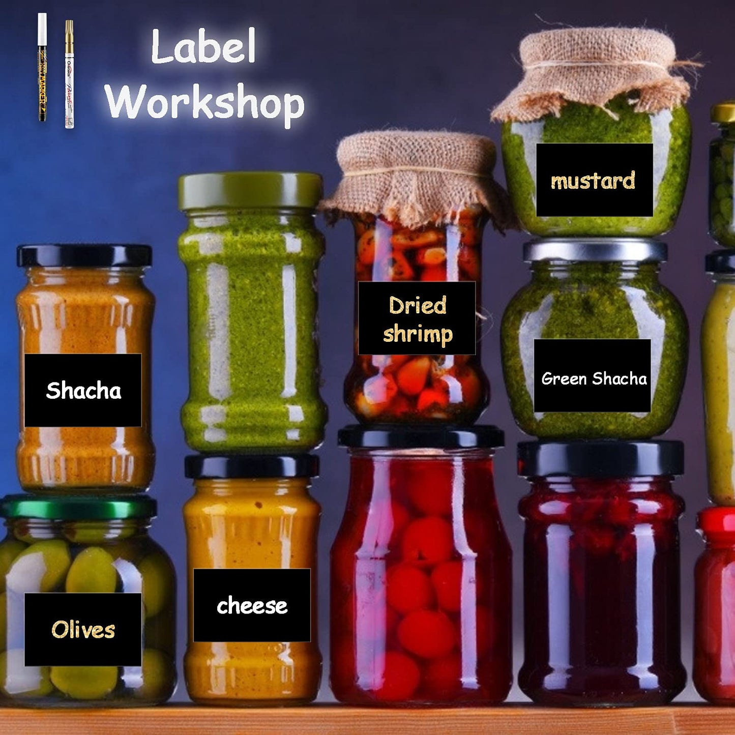 Chalkboard Labels 144 Pcs with 2 Chalk Markers, Reusable, Waterproof Chalk Stickers for Jars, Containers, Storage Bins, Pantry, Parties, Weddings, Home & Kitchen Organization 144 PCS, Rectangle Shape