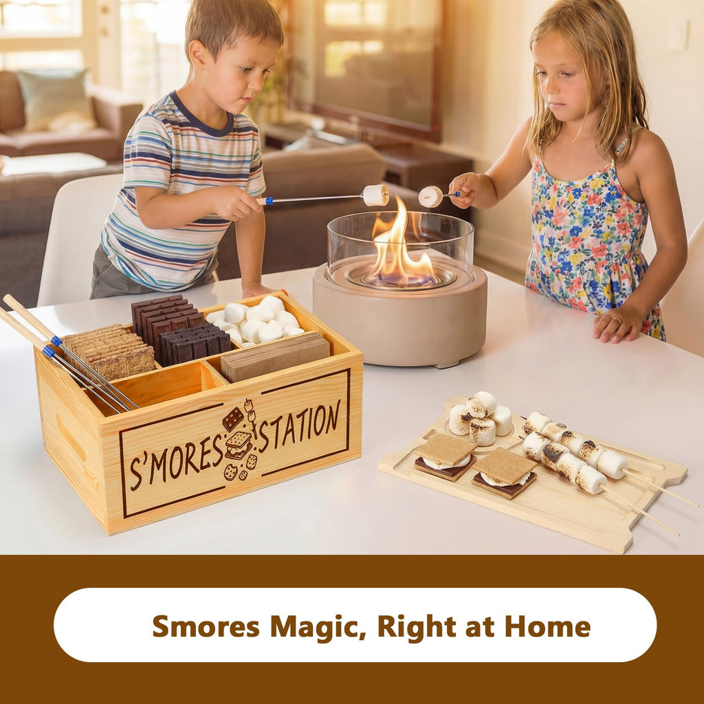 S‘mores Station with Tray Handle-farmhouse Smores Kit, Natural natural color