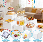 6 Pcs Acrylic Buffet Risers and Stand Food Risers with Mini Sign and Marker