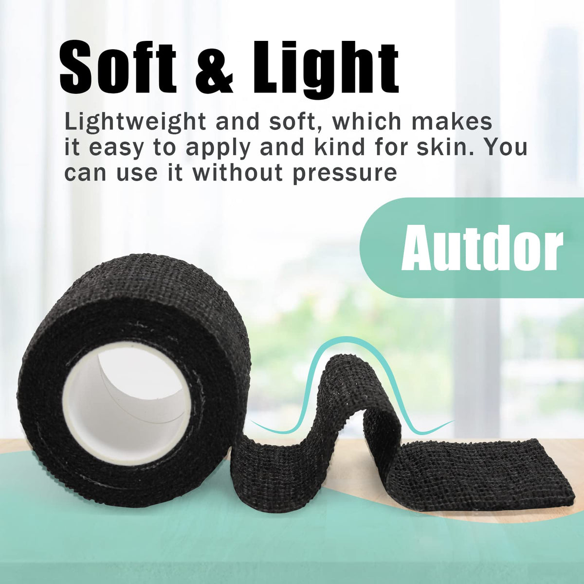 Autdor Tattoo Grip Cover Wrap - 24Pcs 2" x 5 Yards Disposable Cohesive Tattoo Grip Tape Wrap Black Elastic Bandage Rolls Self-Adherent Tape for Tattoo Machine Grip Tube, Sports Tape
