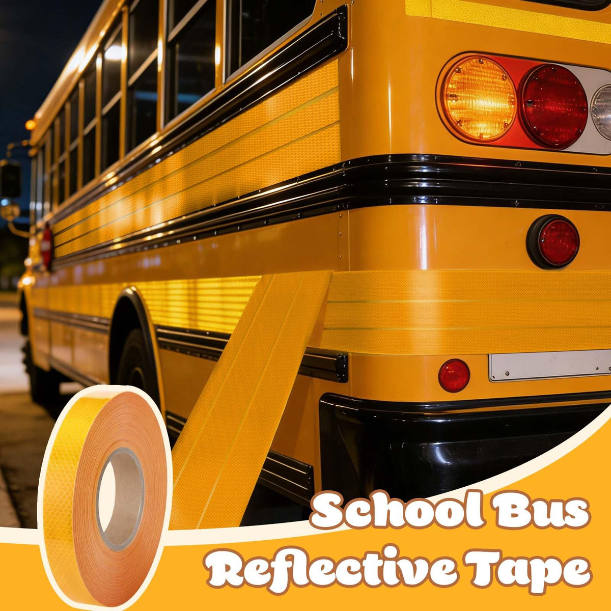 1 Pcs School Bus Reflective Tape -1 inch x 150 ft Yellow Conspicuity Reflective Safety Tape for School Bus Truck Trailer 1 Inch X 150 ft
