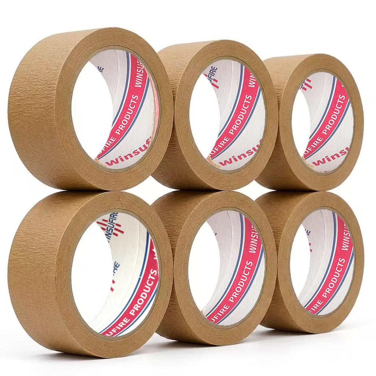 Eco-Friendly Brown Kraft Paper Packing Tape 2 Inch 30 Yards 6 Rolls