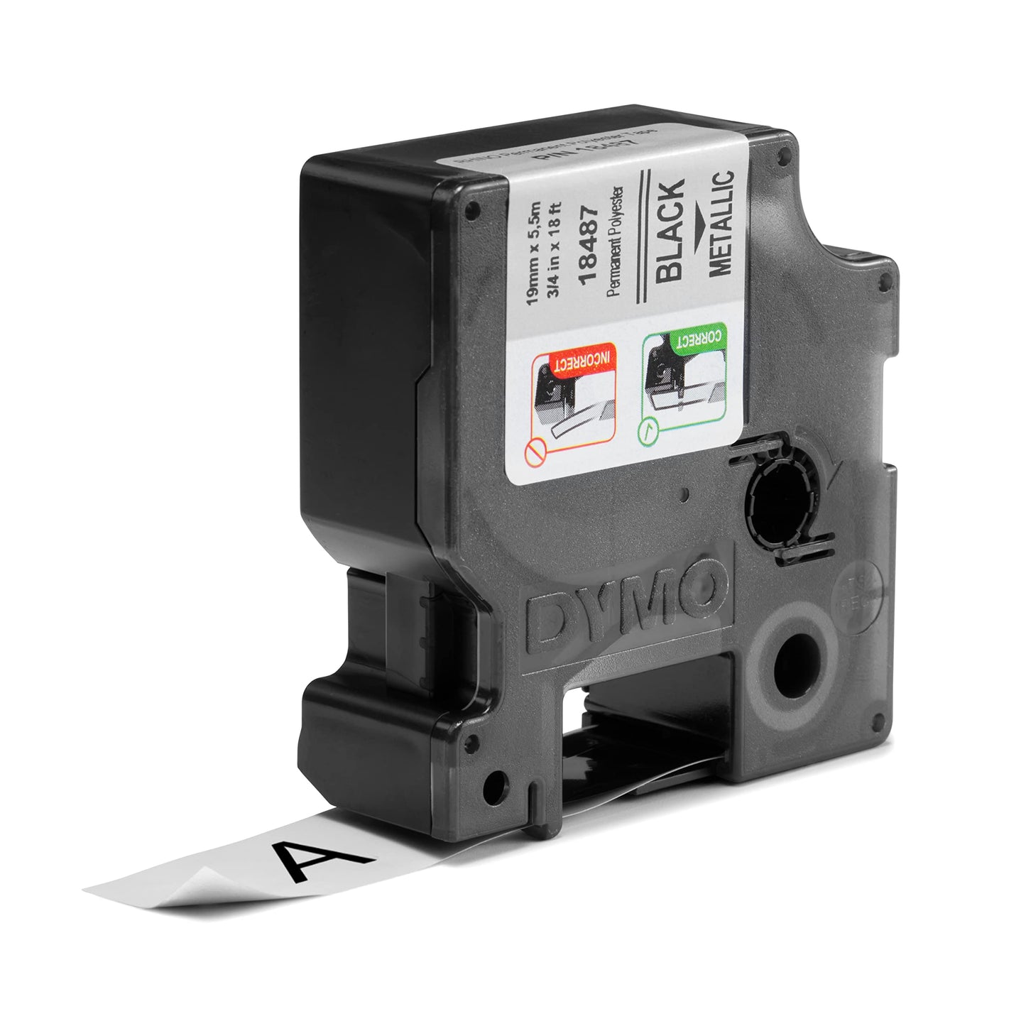 DYMO Rhino Industrial Permanent Polyester Labels, 3/4", Black Print on Metallic Tape 3/4" (19MM)