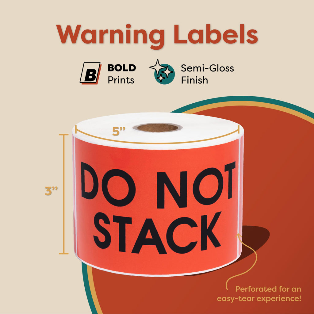 Aegis Adhesives - 3" X 5" Red Do Not Stack Stickers (1 Roll, 500/Roll) Red (Do Not Stack) 3" X 5"
