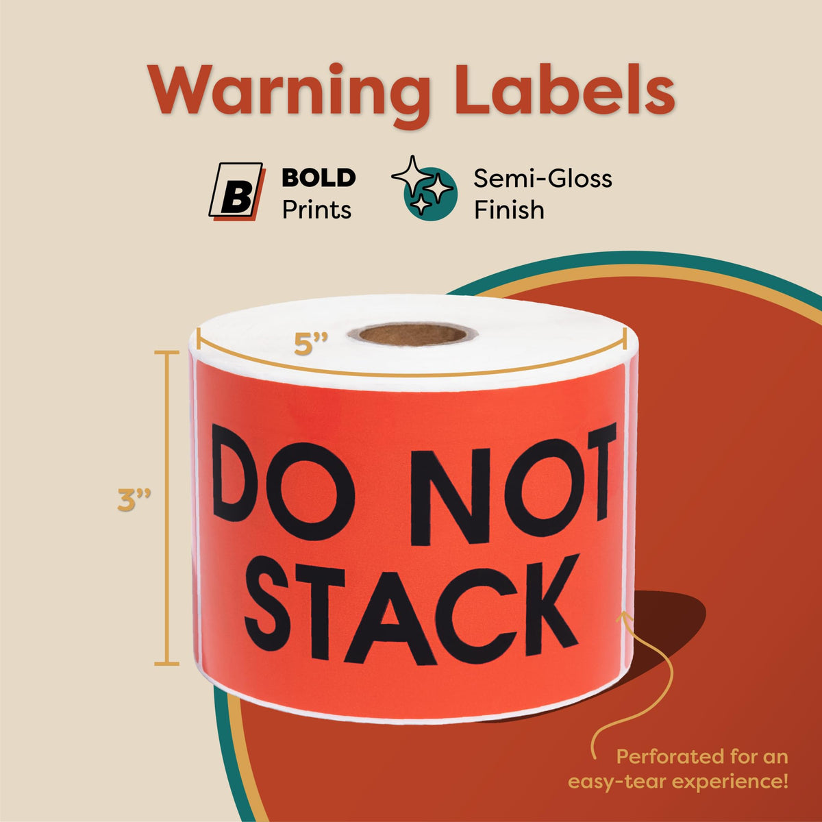 Aegis Adhesives - 3" X 5" Red Do Not Stack Stickers (1 Roll, 500/Roll) Red (Do Not Stack) 3" X 5"