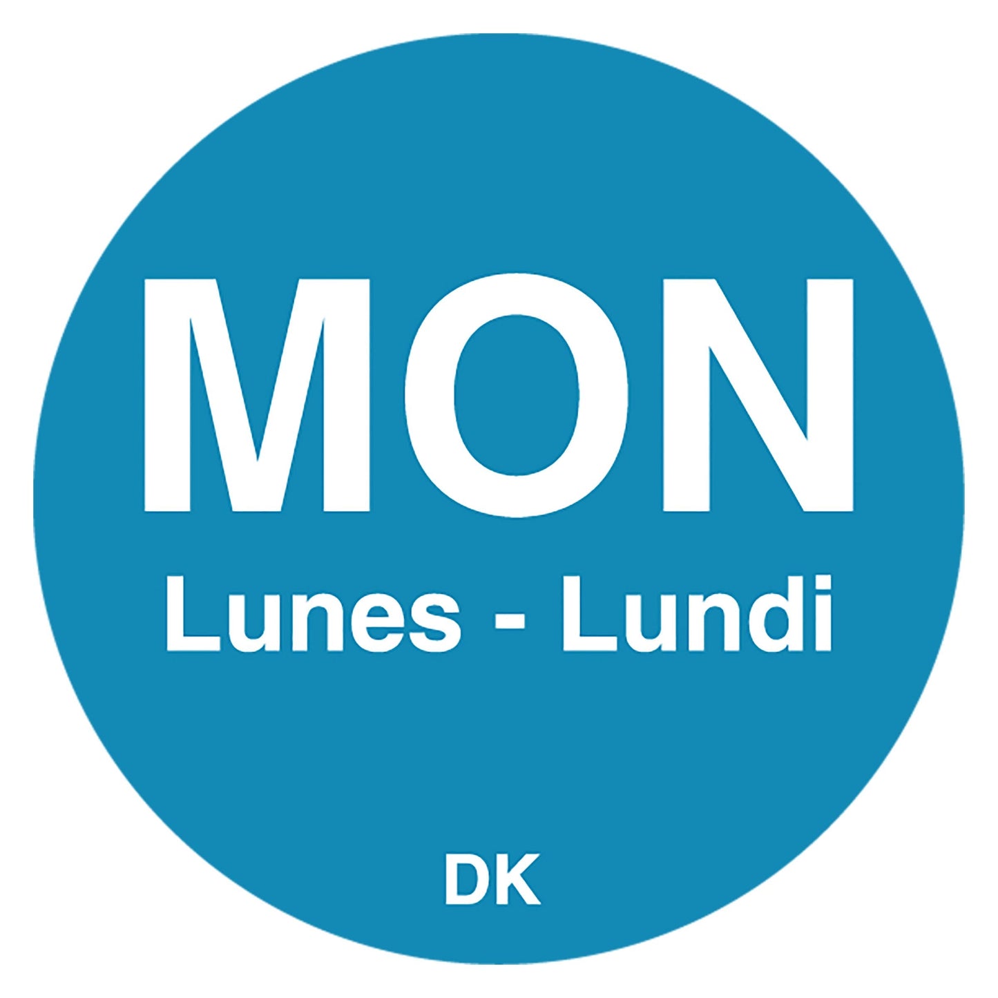 DayMark Safety Systems DuraMark IT110059 Day of The Week Trilingual Permanent Label, Monday, 3/4" Circle, Blue (Roll of 2000)