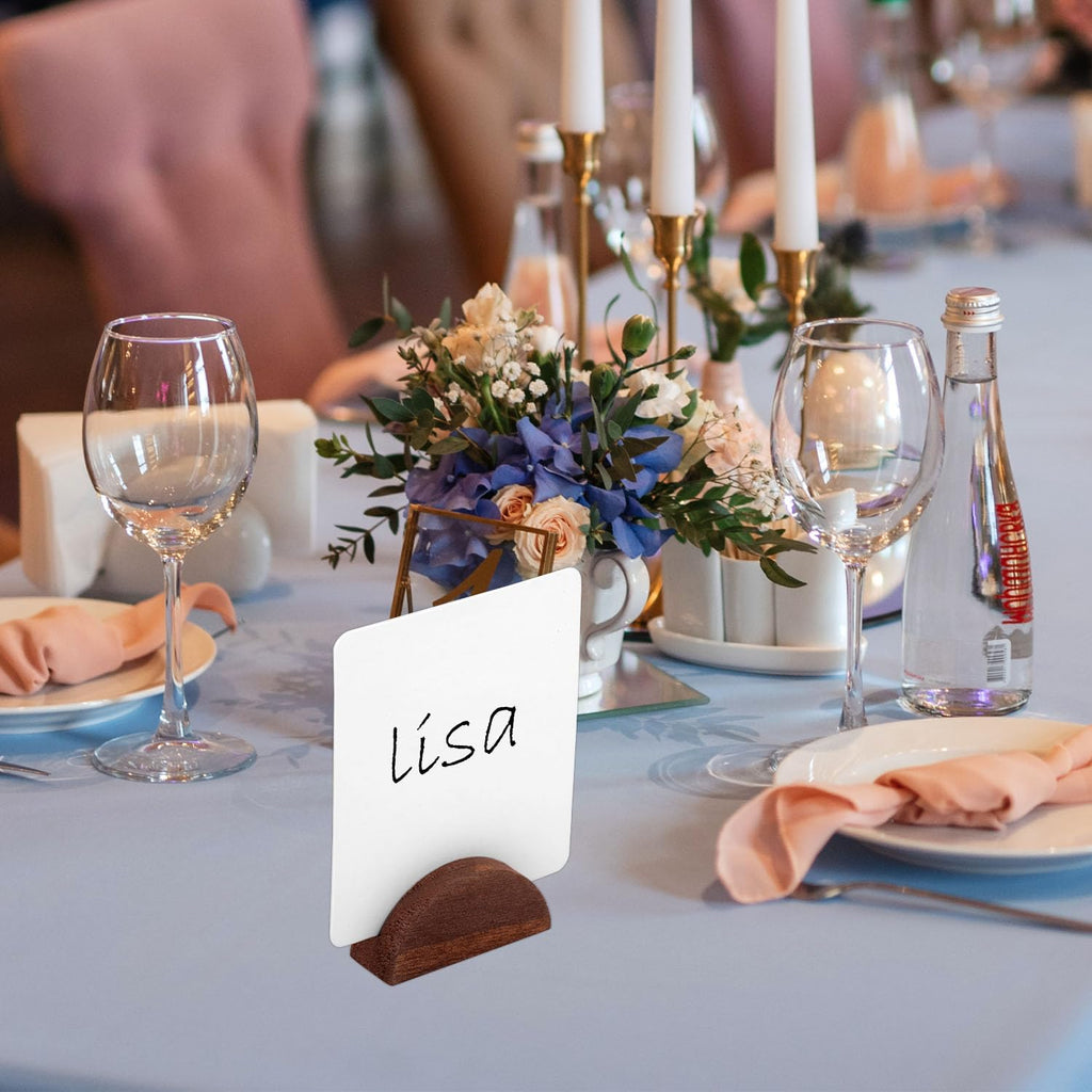 Tinoaly 30pcs Wooden Table Number Stands(Brown, White)