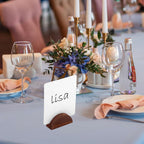 Tinoaly 30pcs Wooden Table Number Stands(Brown, White)