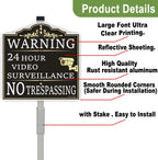 (2Pack) Large Video Surveillance Sign with Stake, No Trespassing Sign, 2pack with stake
