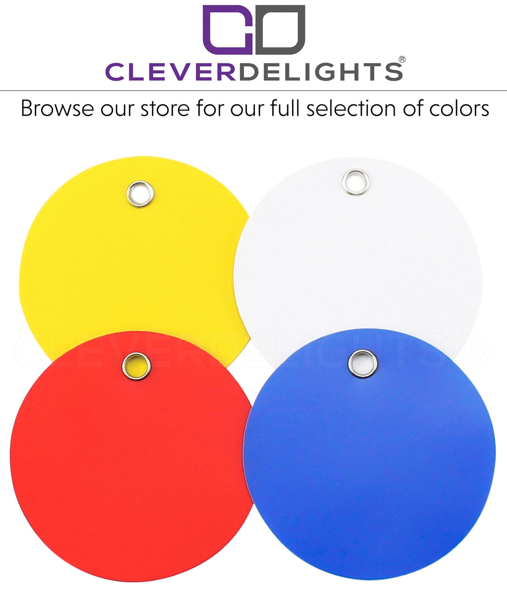 CleverDelights Red 2" Round Plastic Tags - 100 Pack