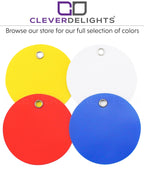 CleverDelights Red 2" Round Plastic Tags - 100 Pack