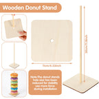 5 PCS Square Donut Stands for Dessert Table, Wooden Donut Stand Display, Farmhouse Bagel Stand for Dessert Table, Wedding, Birthday, Class Reunion, and Party Decoration
