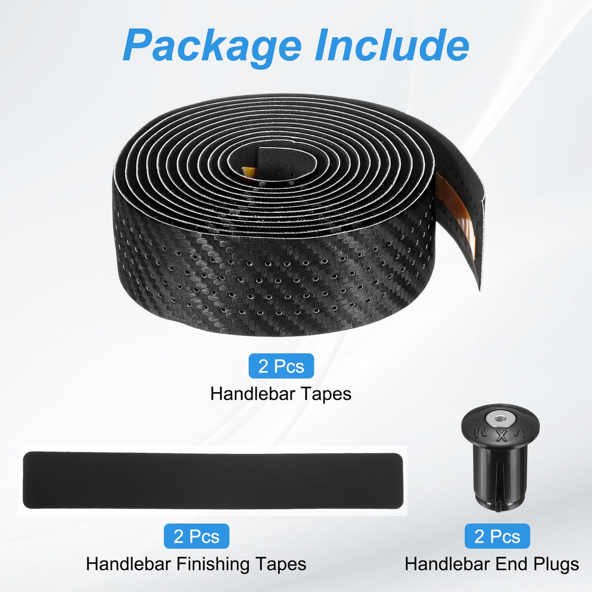 PATIKIL PU EVA Bike Handlebar Tape, 1 Pair Soft Bicycle Bar Tape Anti-Slip One Size with End Plugs for Road Cycling Folding, Black