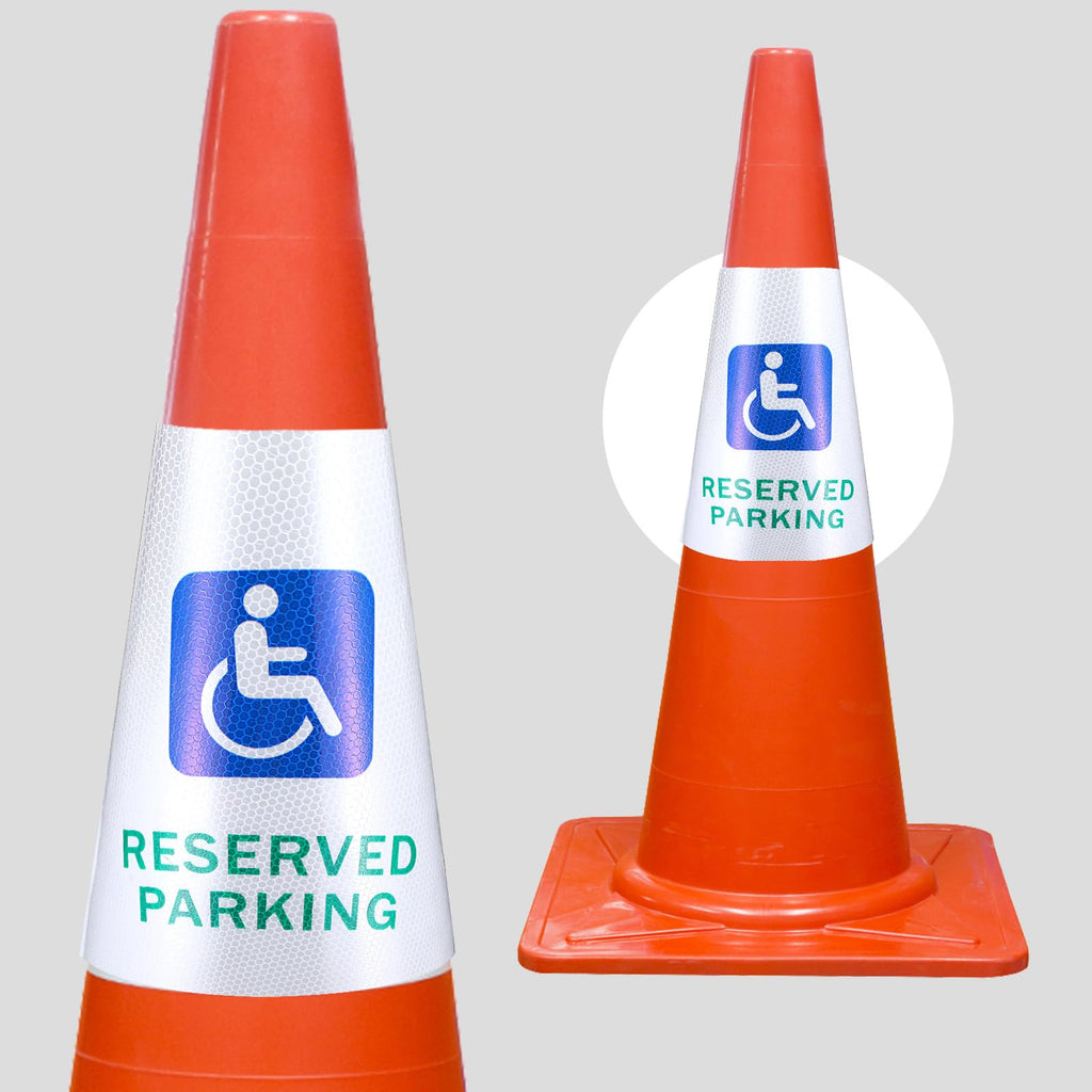 8 Pcs “Reserved Parking” Cone Message Sleeve, 360° Reflective Cones Sleeve