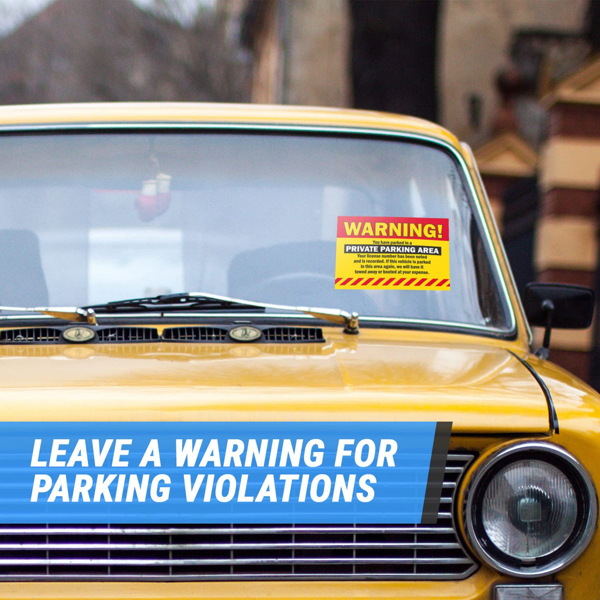 Private Parking Area Warning Labels (9 x 6 inch, Yellow - 300 Labels) Will Be Towed Stickers - You are Parked Illegally Stickers, Parking Notice Tow Away Sign, HOA Notice (Hard to Remove)