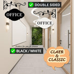 Office Door Sign 12" x 7.48" Wall-Mounted Office Sign for Wall Outdoor Double-Sided Metal Hanging Business Signs for Hallway, Church, School, Hotel,Farmhouse (WHITE-OFFICE) WHITE-OFFICE