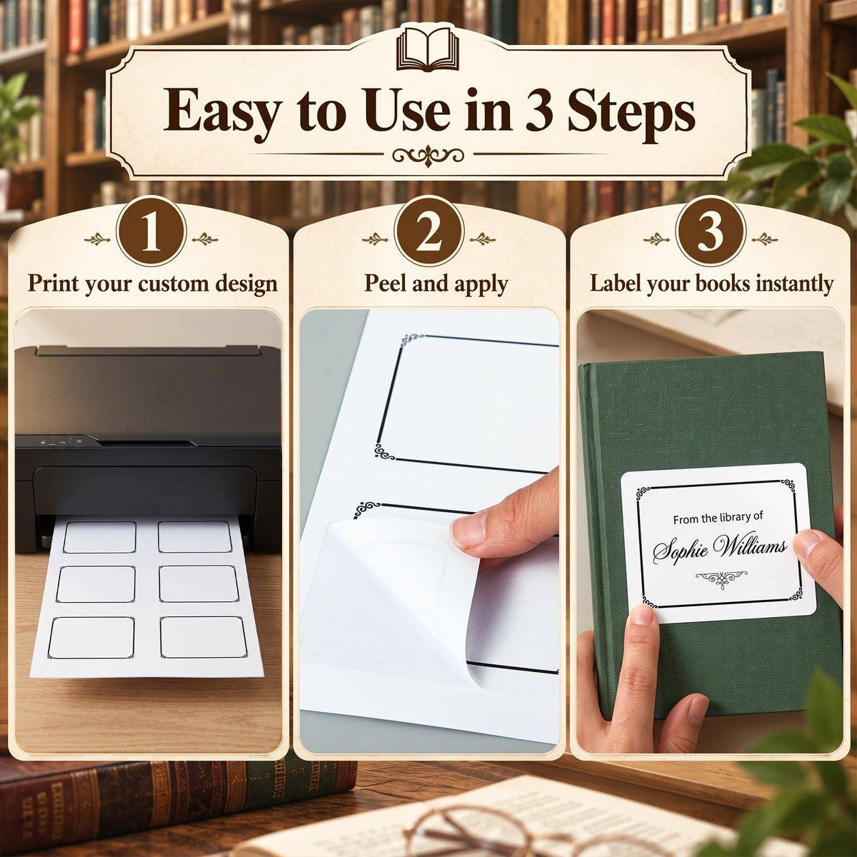 Jetec 150 Pack Large Bookplates, 3.8 x 3.2 Inch, Laser and Inkjet