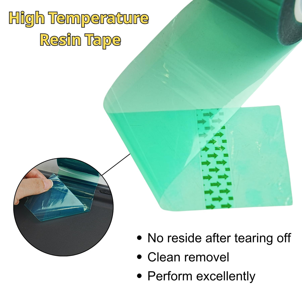 CHUANGSEED 2'' x 216 Ft Heat Resistance Tape for Resin Molds, Powder Coating, Circuit Borads, Residue-Free High Temp Masking Tape Epoxy Release 2'' x 216ft