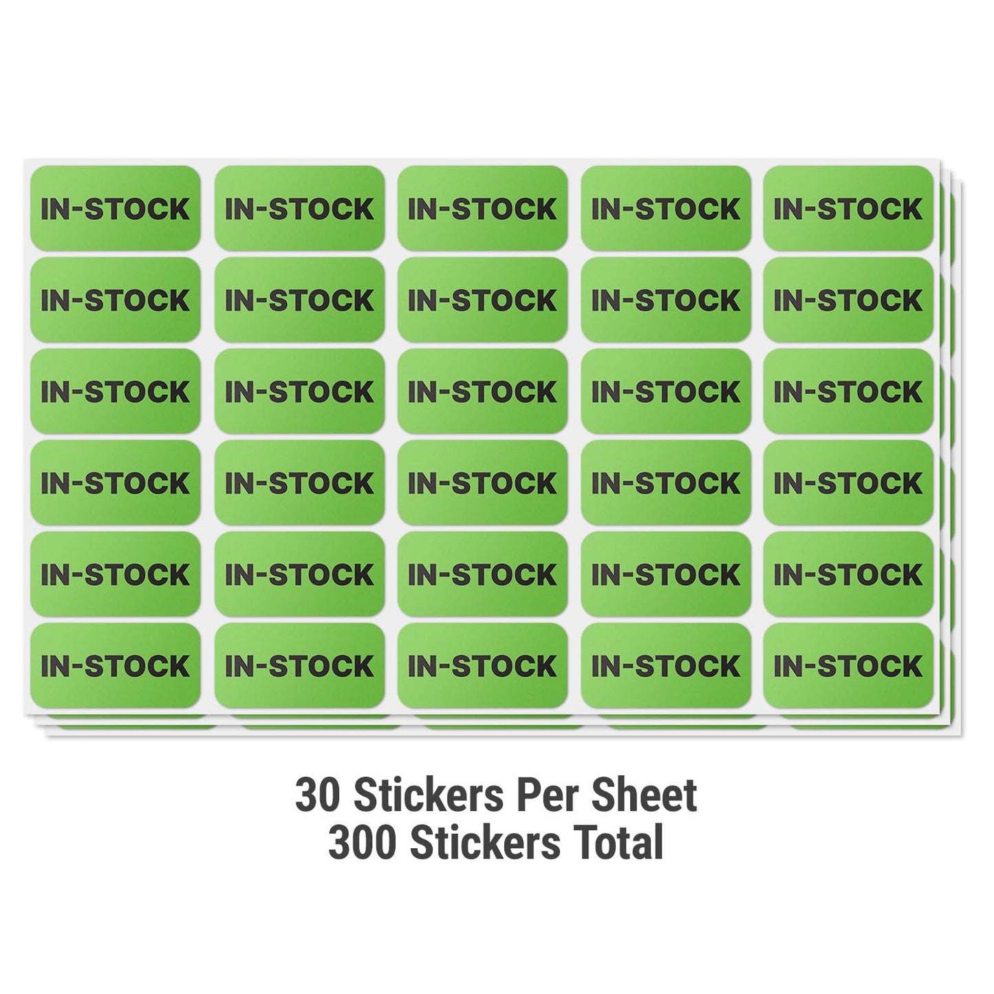 in-Stock Labels (2 x 1 inch, Green - 300 Labels) Clear & Bold in-Stock Signage Stickers for Keeping Inventory, Warehouse Organization & Shipping- Highly Visible