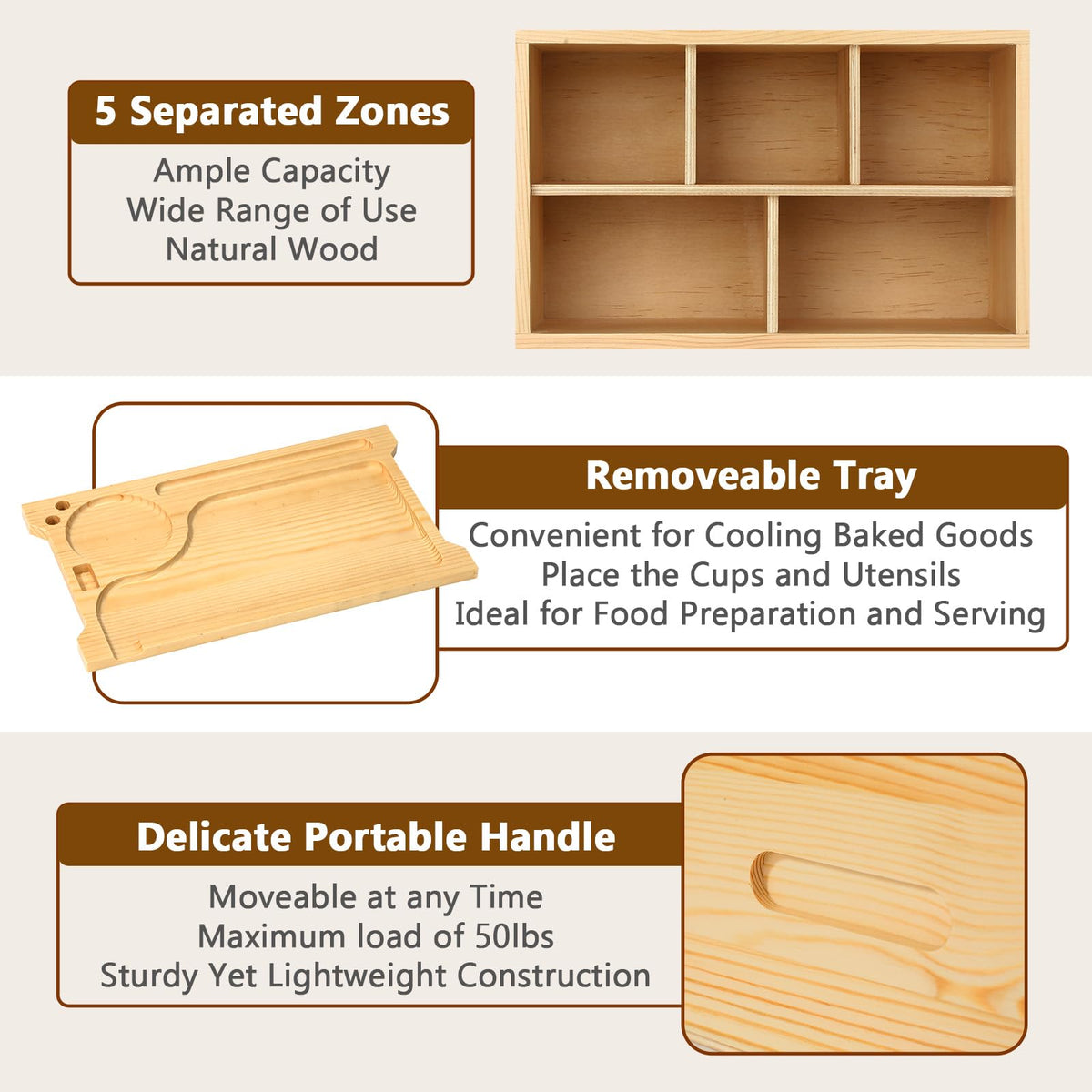 S‘mores Station with Tray Handle-farmhouse Smores Kit, Natural natural color