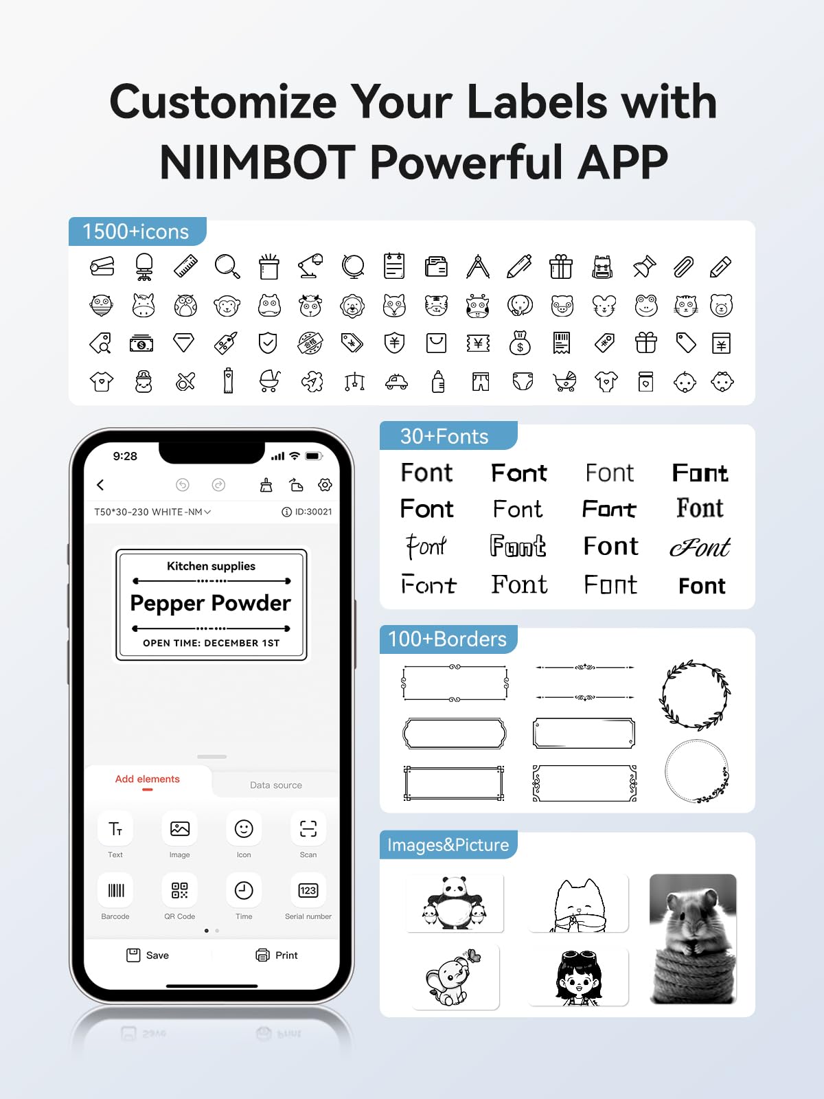 NIIMBOT 3 Roll Set Labels, 2" X 2" (50x50mm) Round Waterproof Thermal Label 2" X 2"-Round-White