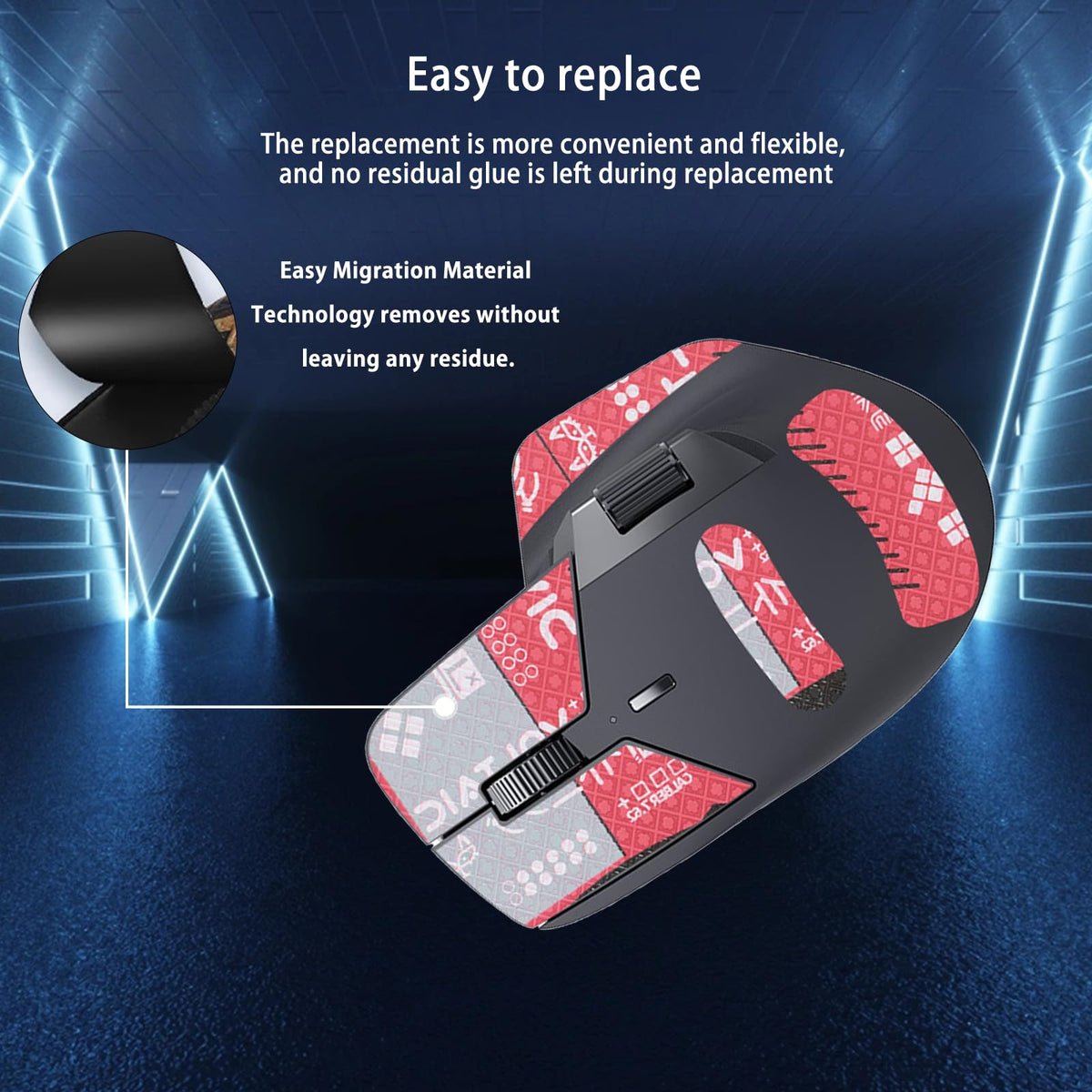 NOUKAJU Mouse Grip Tape Full Coverage for Rapoo MT760, Mouse Anti Slip Grip Tape,Self-Adhesive PreCut Sweat-Resistant Professional Mice Upgrade Kit(Red)