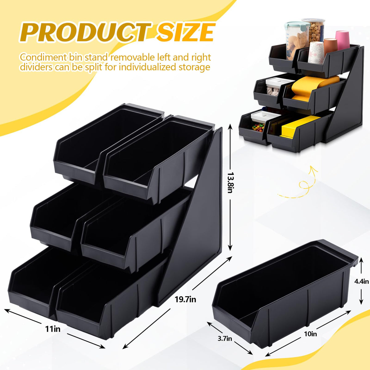 Novabright 6 Compartment Serve Condiment Bin Self Serve Condiment Packet 6 Bin 3 Tier