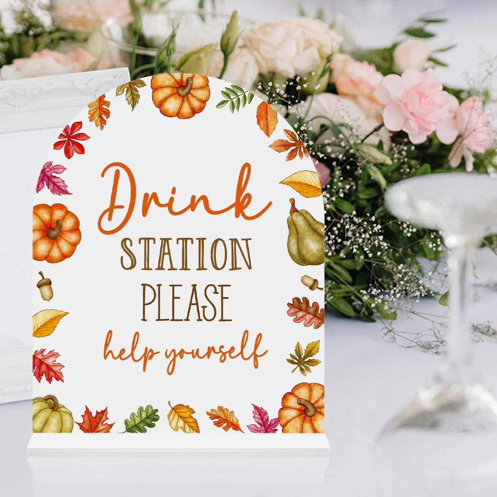 Fall Drink Bar Sign Drink Station Decor for Wedding Fall Festival 8"x10"