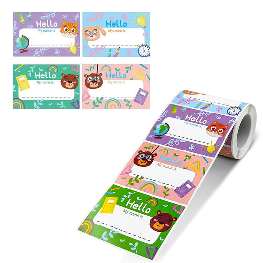 Hello Name Tag Cute Labels Roll Stickers Self-Adhesive Badge for School Office Nursery Home Supplies, 3"x2", 250 PCS