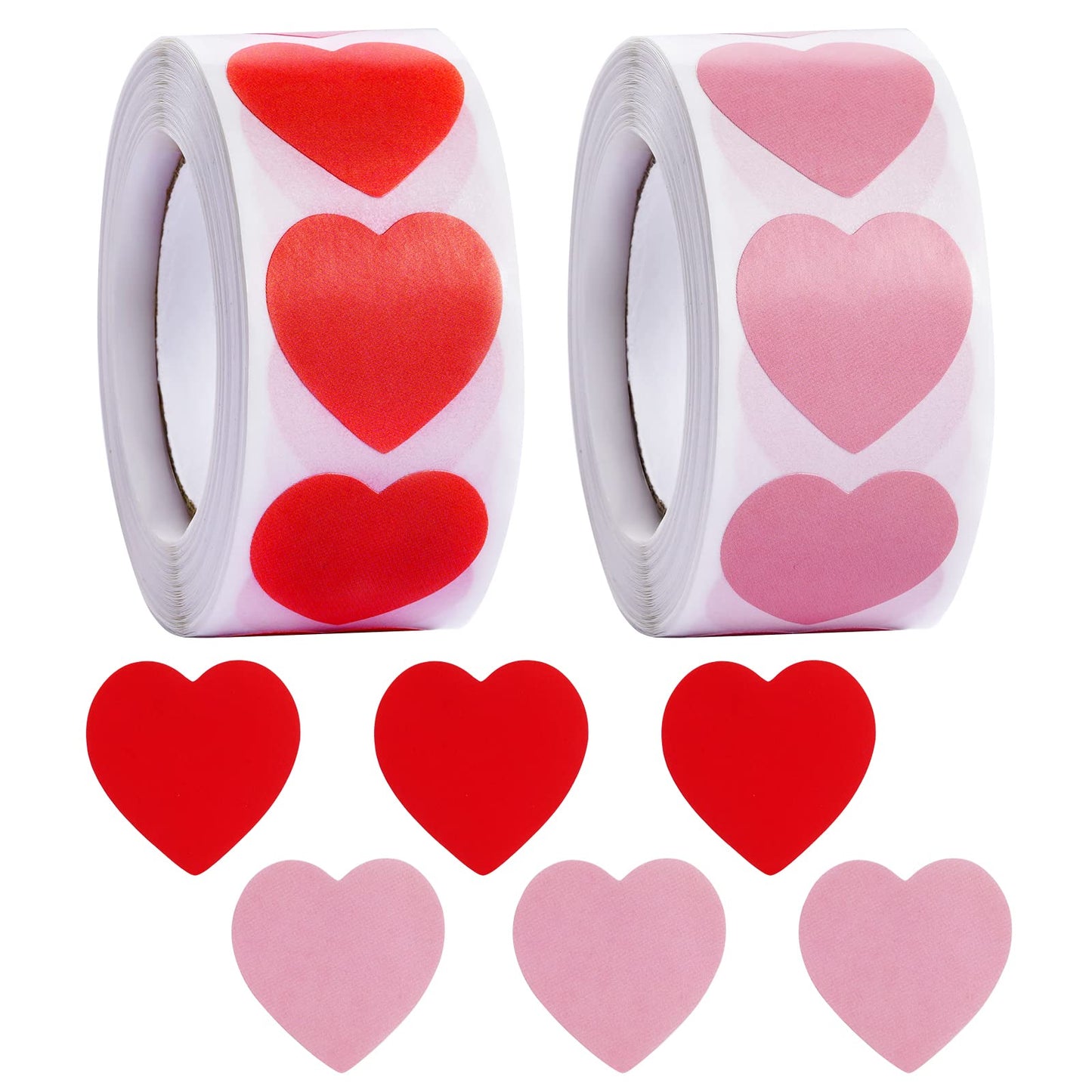 Dxhycc 1000 Pieces Heart Stickers Red Pink Heart Shaped Sticker Labels Valentine's Love Decorative Stickers for Valentine's Day, Wedding, Mother‘s Day, Gifts Decoration