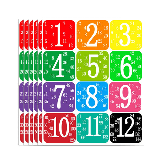 Top Label Math Multiples Stickers,2 Inch Multiplication Numbers 1-12 Label Stickers,504 Pcs