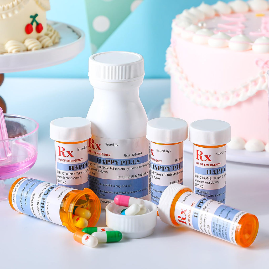 Kigeli 60 Pcs Happy Pill Stickers Medication Bottle Labels Pharmacy Gifts
