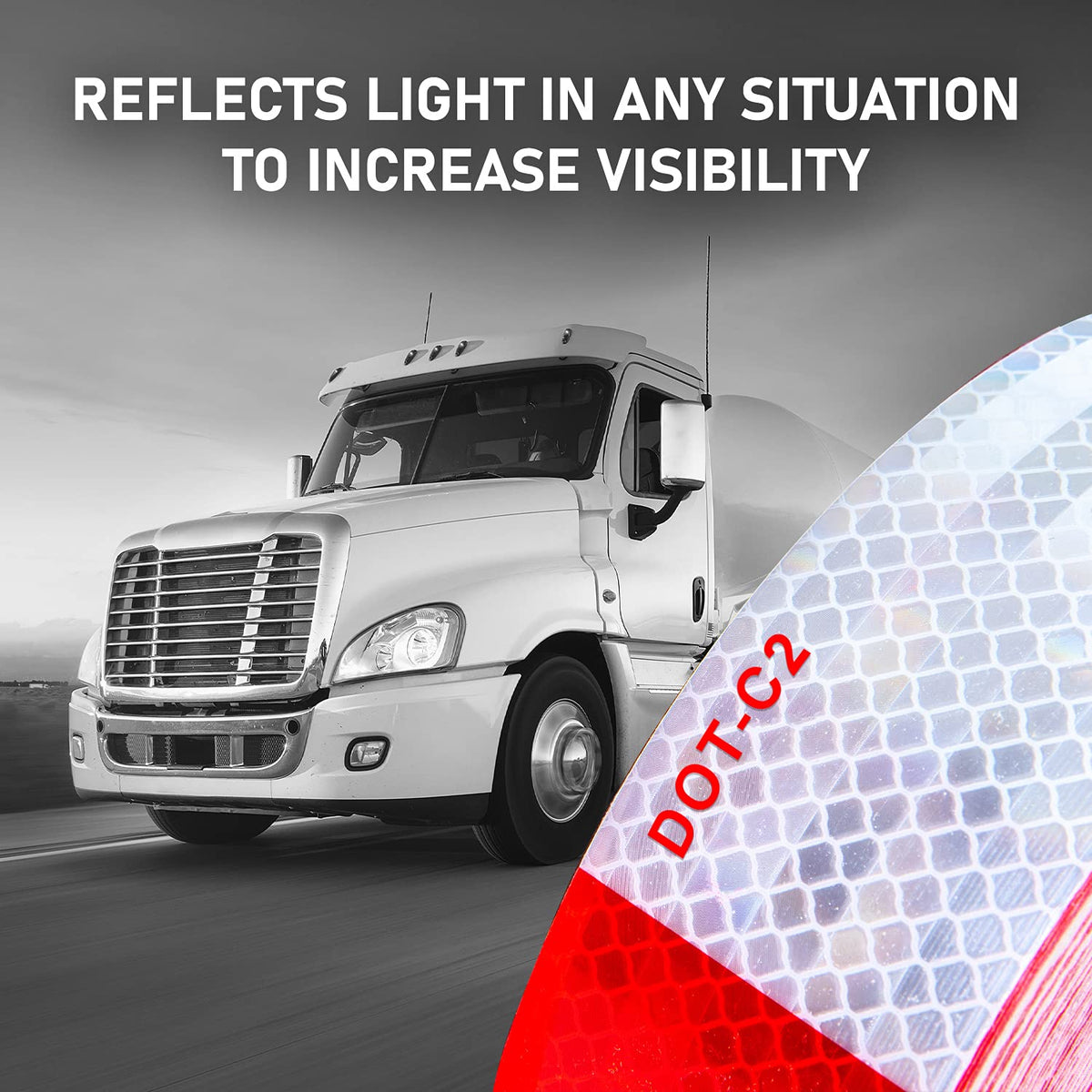 CANOPUS DOT-C2 Reflective Tape 2" x 160 ft – High Visibility Red/White Adhesive Roll for Vehicle, Trailer, Truck, Boat, RV Safety – Waterproof Conspicuity Reflector Strip 2in x 160ft