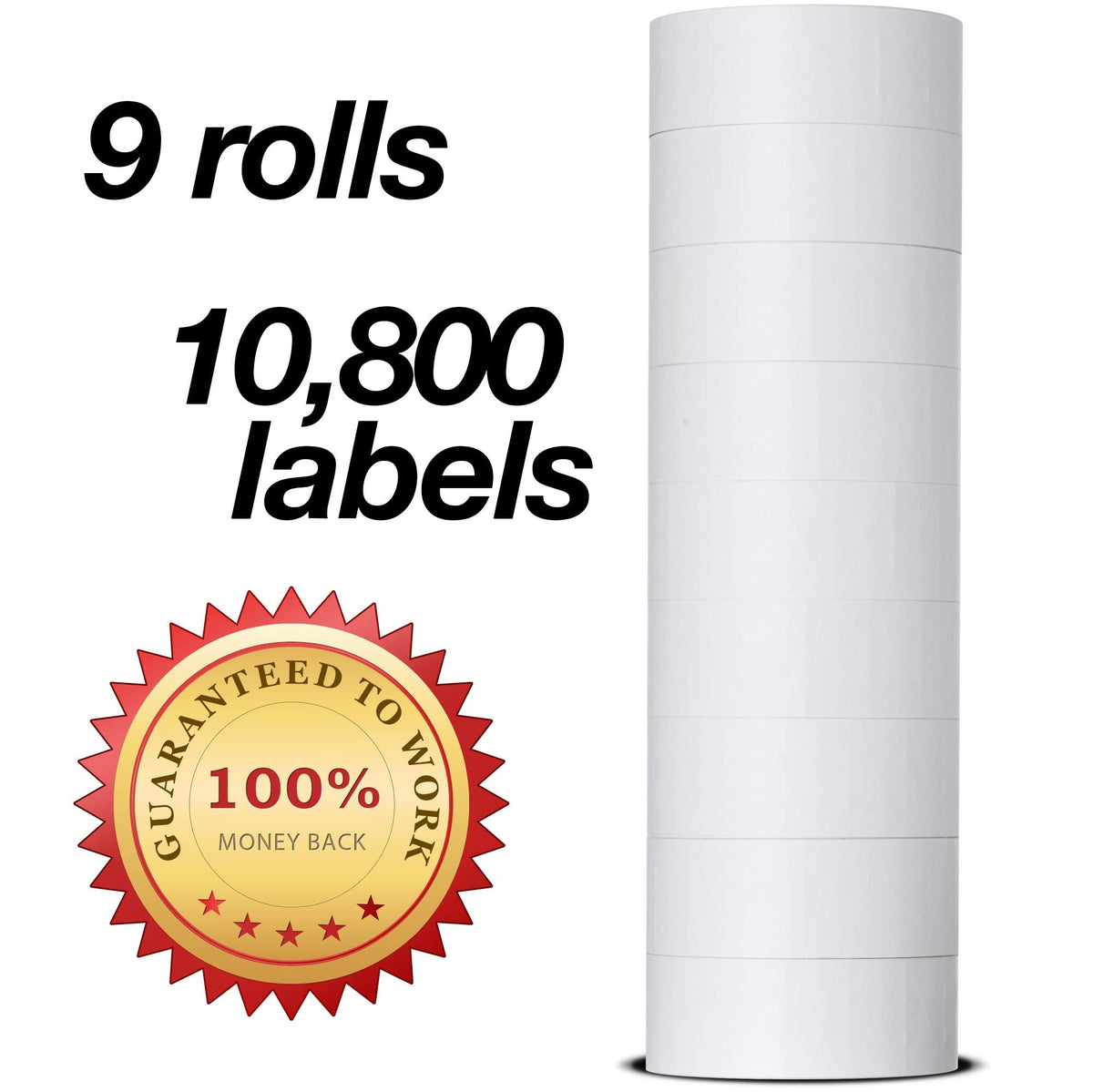 Compatible Labels for Garvey 2212-22mm x 12mm - 10,800 Labels - Pack with 9 Rolls - Labels for Us 1 Pack (9 Rolls) White