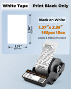 DT5150P PET Labels - UV Resistant, Weatherproof & Colorfast, All-in-One Thermal Transfer Ribbon Cartridge, Heavy-Duty for Indoor/Outdoor Use, Fits DT5150/5150P/350/353 Industrial Label Makers White-1.57"×2.36"