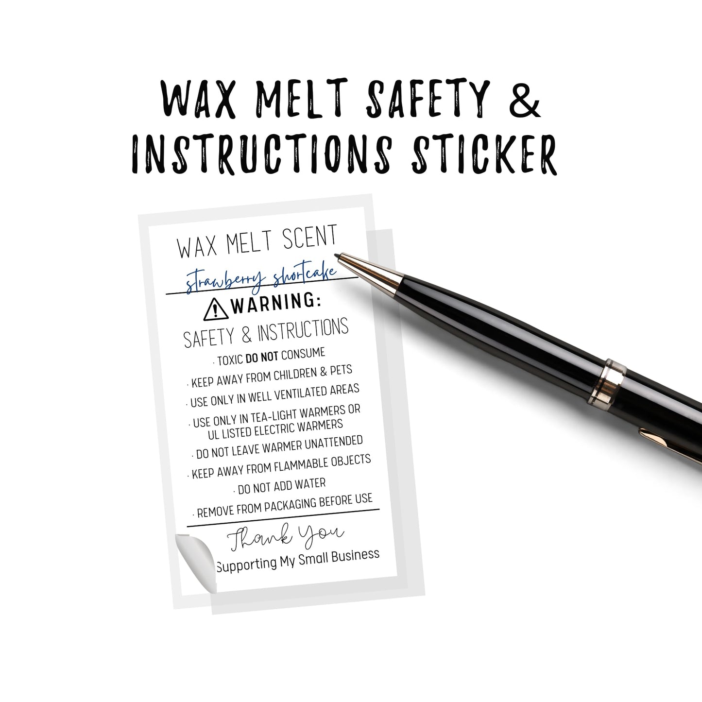Wax Melt Scent Instruction Card Stickers 250 Pieces/roll 2 x 3.5” DIY Warning Labels Safety and Instructions Minimalist White