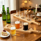 Bamboo Serving Board Beer Flight Tray for Brewery Tasting & Bar