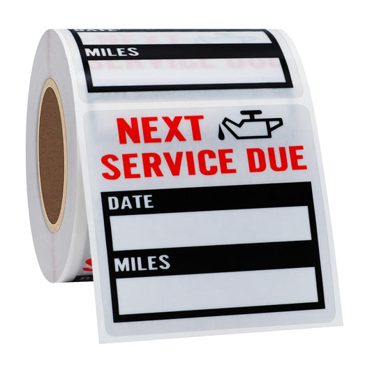 Oil Change Stickers 2x2 inch 200 pcs Service Reminder Labels Window Stickers for Cars Transparent PET (Old Black) Old Black