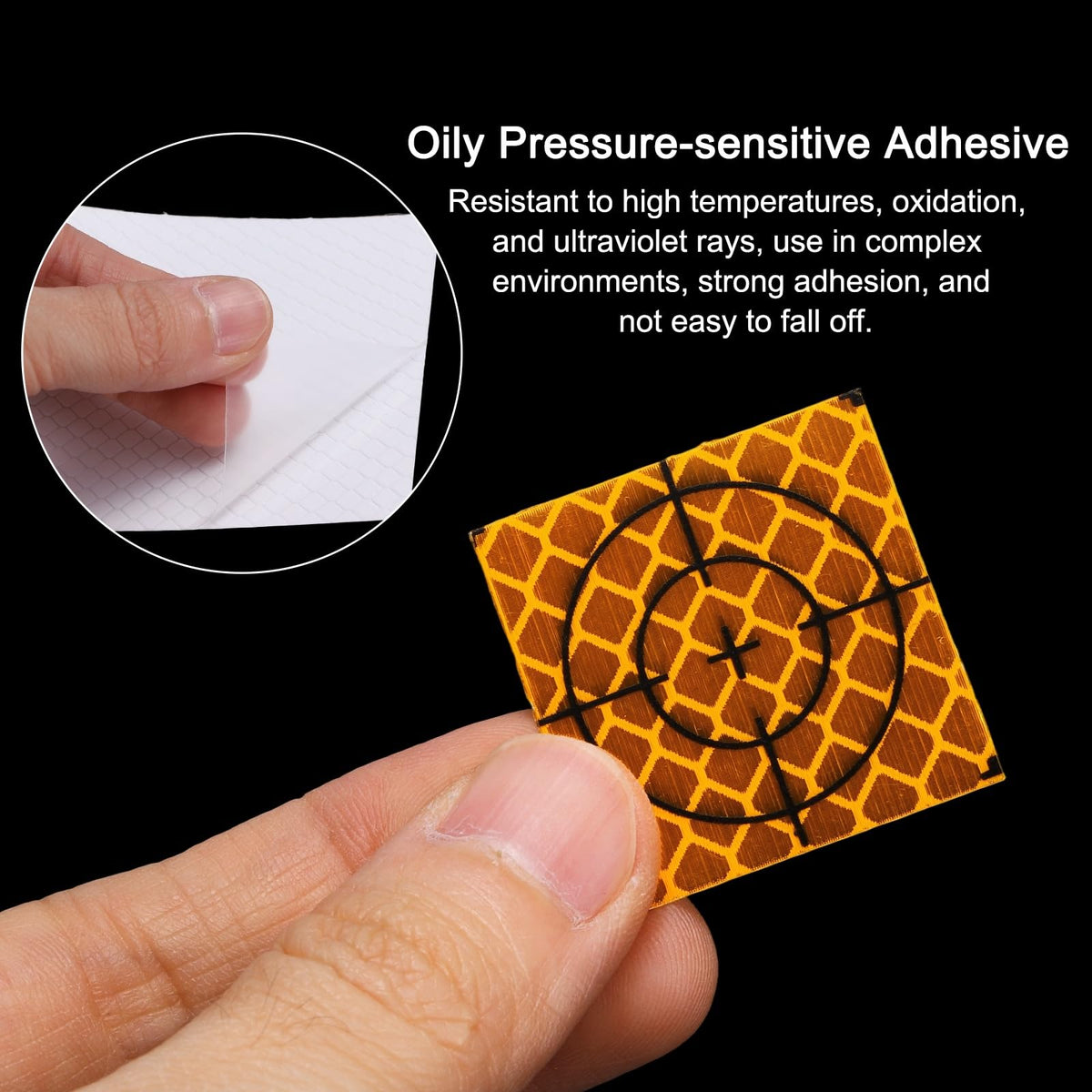 HARFINGTON 30pcs Survey Reflector Sheets 30mm x 30mm Self-Adhesive Surveying Target Mark Sticker Total Station Reflective Sheet Tape for Ship Inspection Tunnel Measure, Yellow 30
