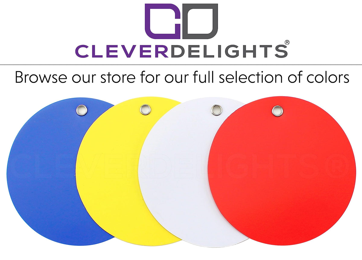 CleverDelights Red 3" Round Plastic Tags - 100 Pack