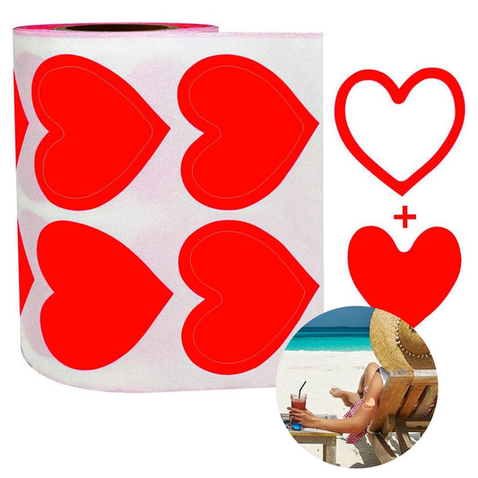 Red Heart Shape Happy Mother's Day Stickers Red Heart Shape Tanning Adhesive Stickers,Wedding Party Back to School Favor Labels, 1.5 Inch and 1.25 Inch DIY Labels for Scrapbooking, 500 Pcs Per Roll