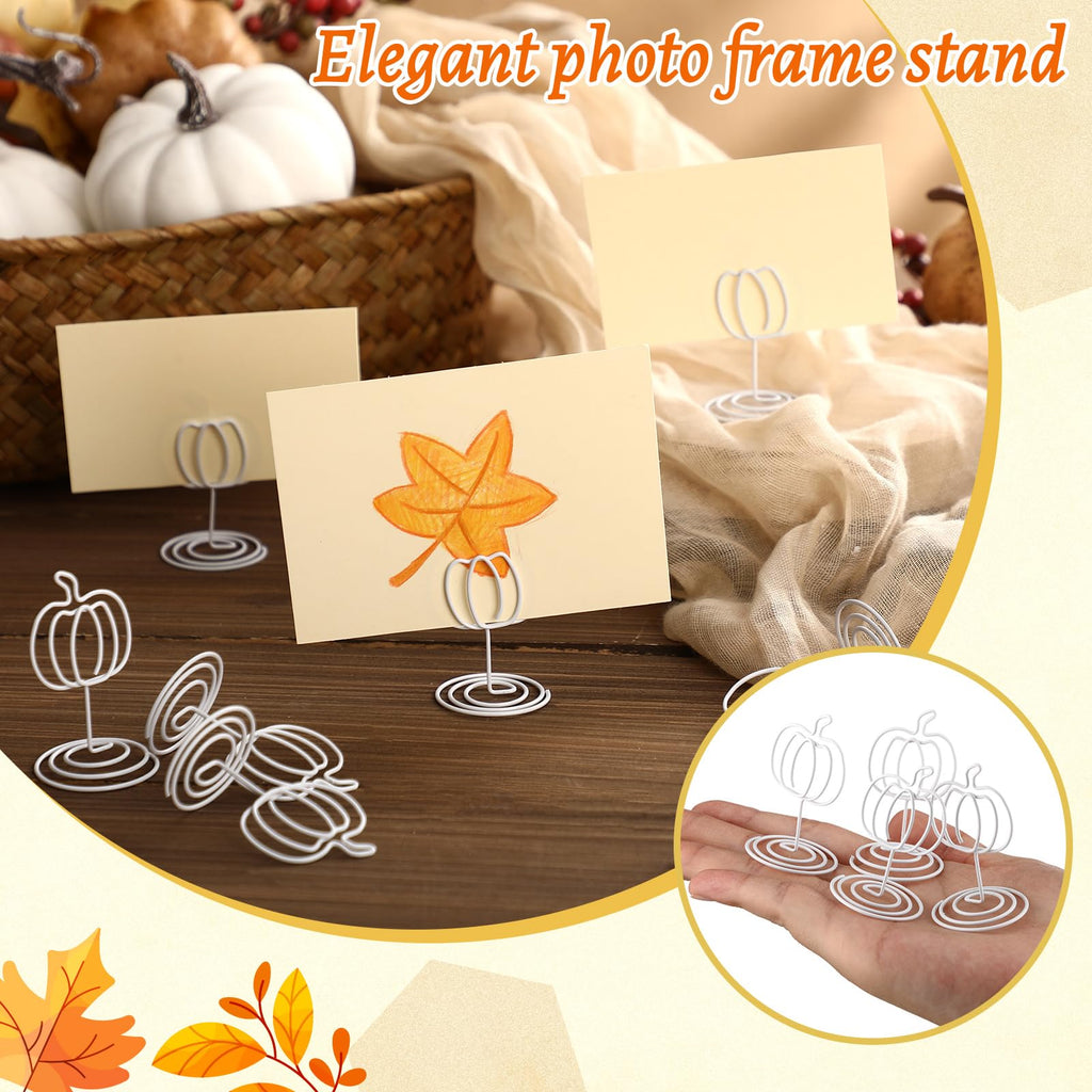 Rtteri 30 Pcs White Pumpkin Picture Holders 2 Inch Fall Table Number