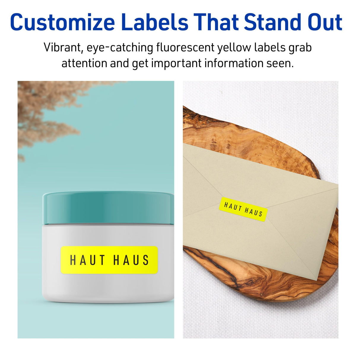 Avery® Printable Rectangle Labels, Sure Feed® Technology, 1-1/4" x 1-3/4", Neon Yellow Labels, Laser/Inkjet Printable, 640 Total, Great for Jars and More 640 labels