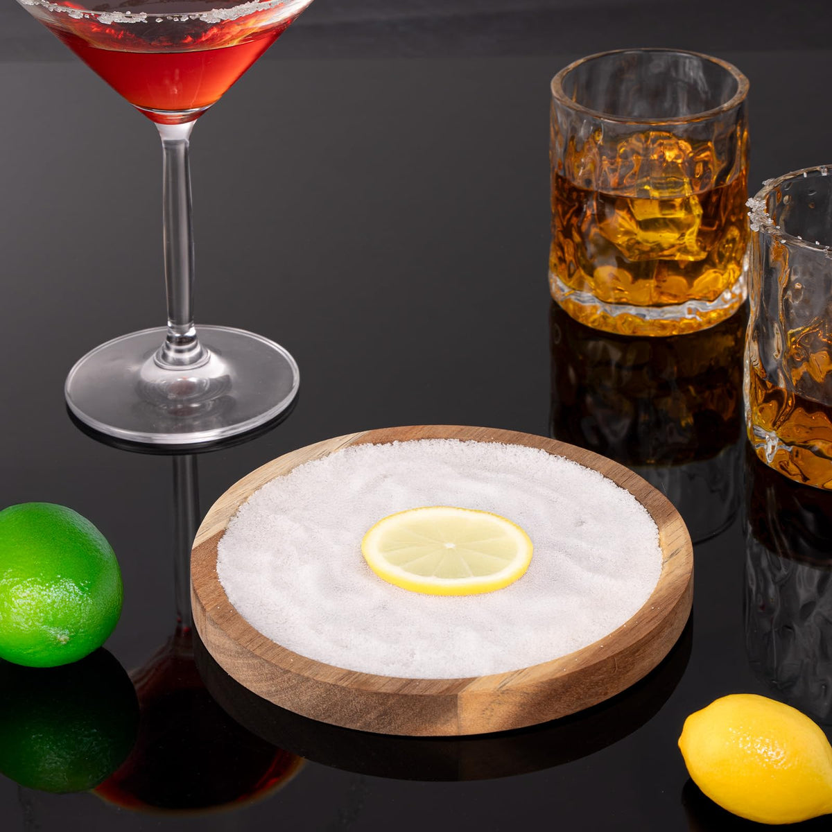Margarita Salt Rimmer, Non-slip Solid Wood Salt Rimming Tray