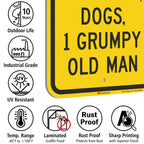 SmartSign 18 x 12 inch Funny “Slow - Children, Dogs, 1 Grumpy Old Man” Metal Sign, 63 mil Aluminum, 3M Laminated Engineer Grade Reflective Material, Black and Yellow 12" x 18" 3M EG Reflective Aluminum