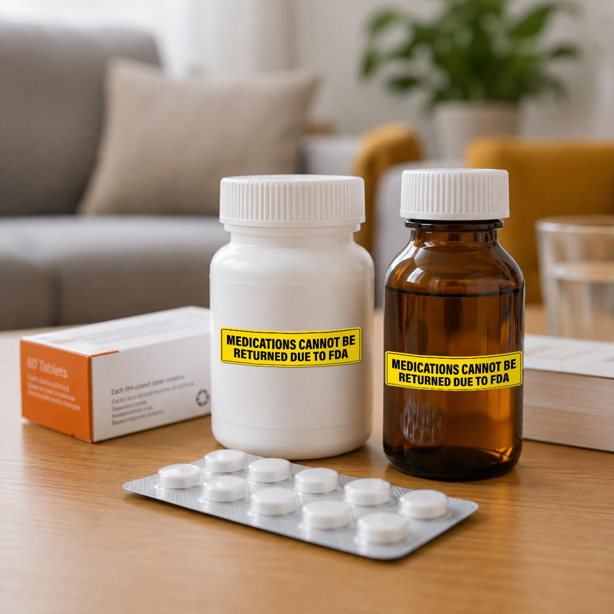 1000PCS Medications Healthcare Stickers 1.6 × 0.4 Inch