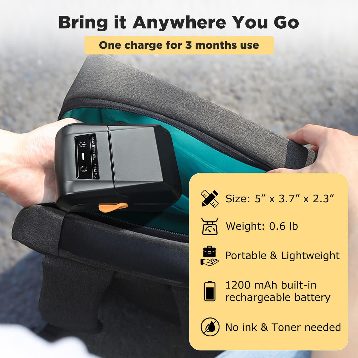 SUPVAN T50M Pro Bluetooth Label Maker Machine with Tape, Black Machine + 1 Tape
